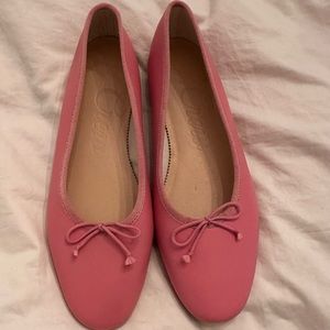 J. Crew leather ballet flats, size 10, pastel pink, worn once, like new